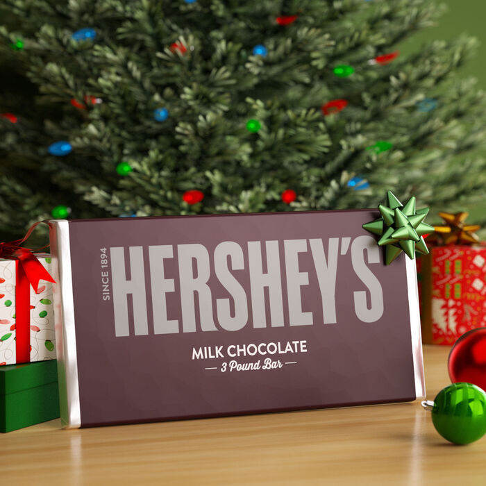 Image of HERSHEY'S Milk Chocolate Christmas Candy Bulk Bar, 3 lb Packaging