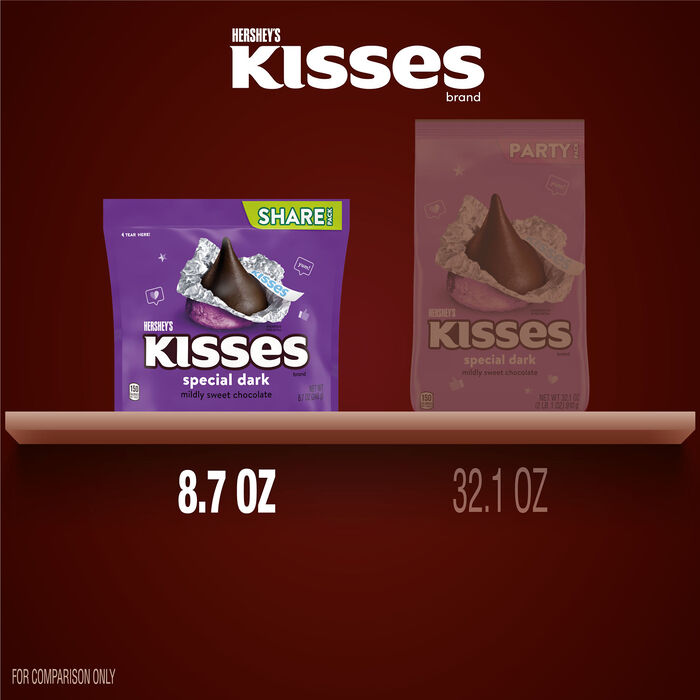 Image of HERSHEY'S KISSES SPECIAL DARK Mildly Sweet Chocolate Candy Share Pack, 8.7 oz Packaging