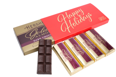 HERSHEY'S GOLDEN ALMOND Dark Chocolate Bar with Happy Holidays Sleeve