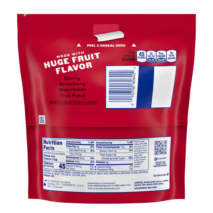 Image of JOLLY RANCHER Awesome Reds Assorted Fruit Flavored Hard Candy Bag, 11.2 oz Packaging