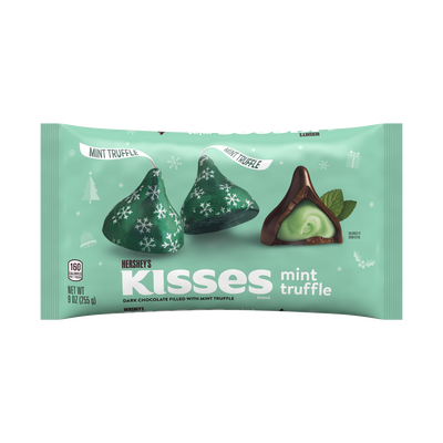 Holiday KISSES Dark Chocolate With Mint Creme Bag 9 oz.