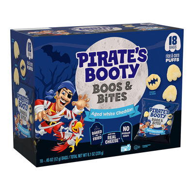 PIRATE'S BOOTY Boos & Bites Aged White Cheddar, Halloween Cheese Puffs Bags, .45 oz (18 Count)