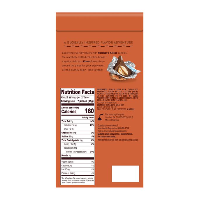 Image of HERSHEY'S KISSES Flavors of The World Hazelnut 10oz Pouch Packaging