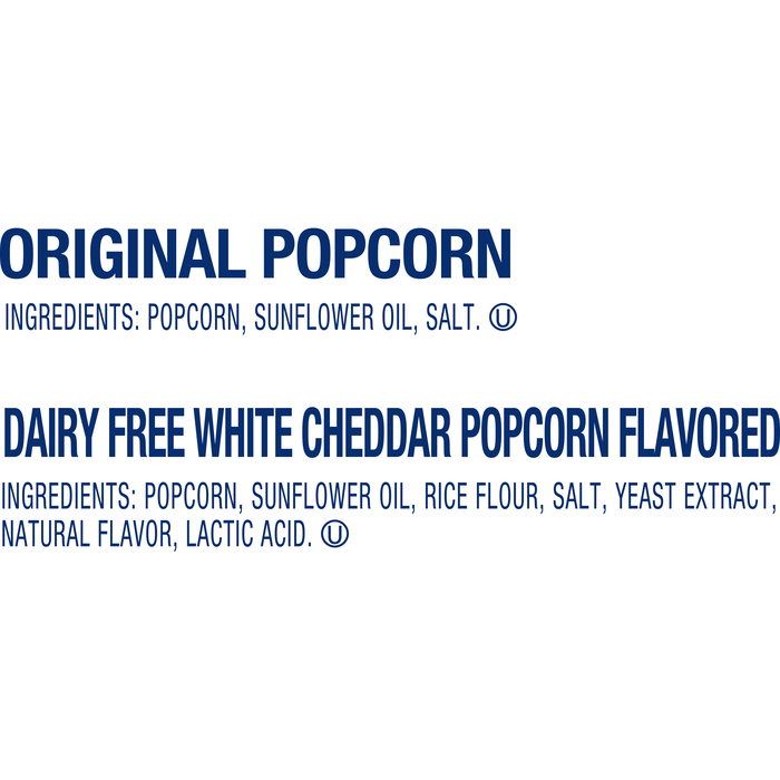 Image of SKINNYPOP Original and SKINNYPOP Dairy-Free White Chedder Popcorn 18-count Multipack Box Packaging