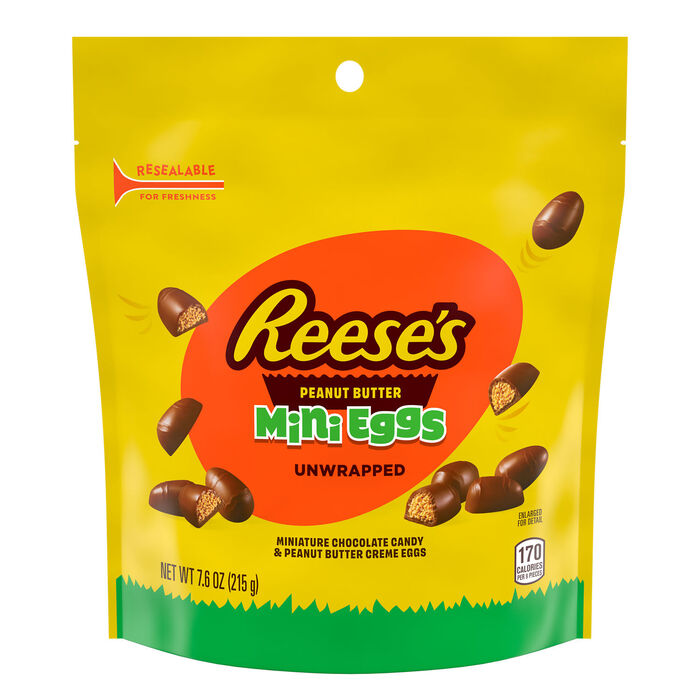 Image of REESE'S Unwrapped Chocolate Peanut Butter Creme Mini Eggs, Easter Candy Bag, 7.6 oz Packaging