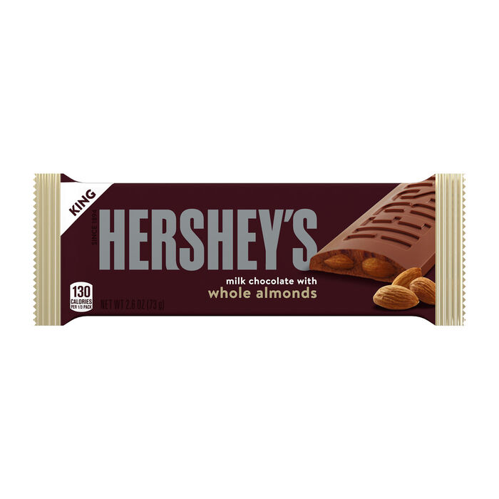 Image of HERSHEYS Milk Chocolate Almond King Size 2.6oz Candy Bar Packaging