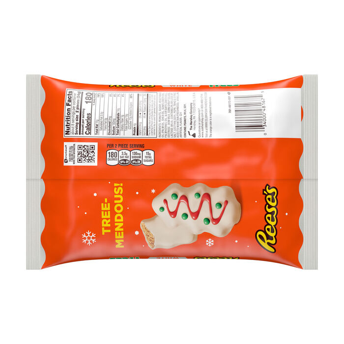 Image of REESE'S White Creme Snack Size Peanut Butter Trees, Christmas Candy Bag, 9.6 oz Packaging
