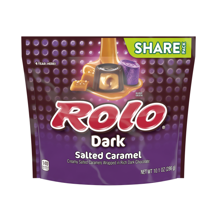 Image of ROLO® Creamy Salted Caramels in Rich Dark Chocolate Candy, 10.1 oz bag Packaging