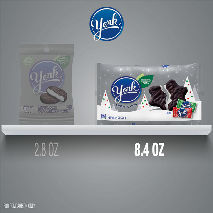 Image of YORK Dark Chocolate Peppermint Patties Snowflakes, Christmas , Candy Bag, 8.4 oz Packaging