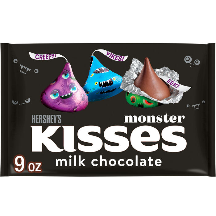 Image of HERSHEY'S KISSES Milk Chocolate Monster, Halloween Candy Bag, 9 oz Packaging