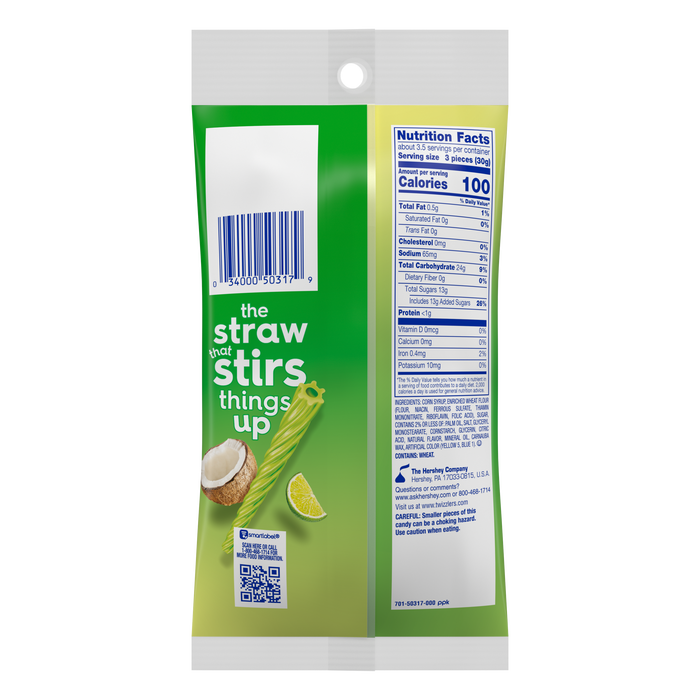 Image of Twizzlers Straws, Coconut, Lime & Vanilla, 3.5 oz. Packaging