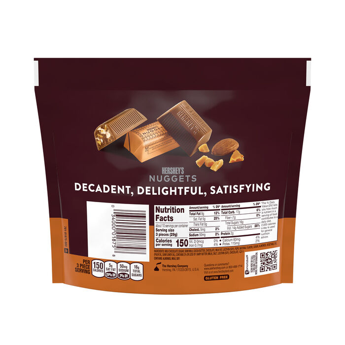 Image of HERSHEY'S NUGGETS Milk Chocolate with Toffee and Almonds 10.2oz Candy Bag Packaging
