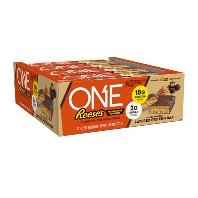 ONE REESE'S Peanut Butter Chocolate Flavored Layered Protein Bar, 2.12 oz (12 count)