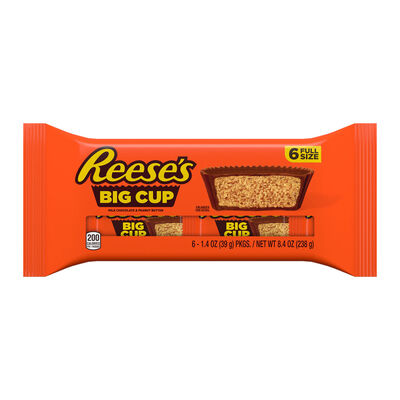 REESE'S Big Cup Milk Chocolate Peanut Butter Cups Candy Packs, 1.4 oz (6 Count)