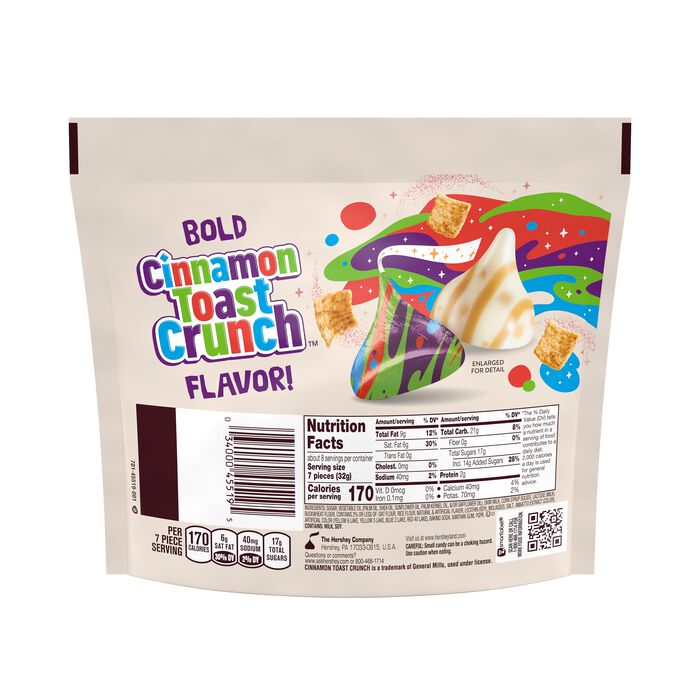 Image of HERSHEY'S KISSES CINNAMON TOAST CRUNCH Flavored Candy Share Pack, 9 oz Packaging