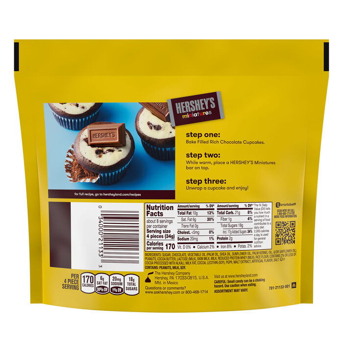 Image of HERSHEY'S Miniatures Assorted Chocolate Candy Share Pack, 9.3 oz Packaging