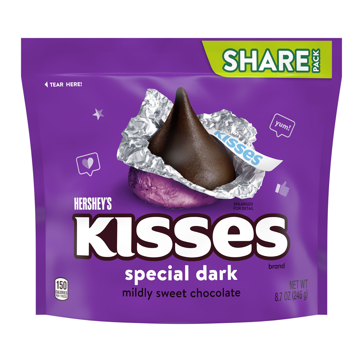 HERSHEY'S KISSES SPECIAL DARK Mildly Sweet Chocolate Candy Share