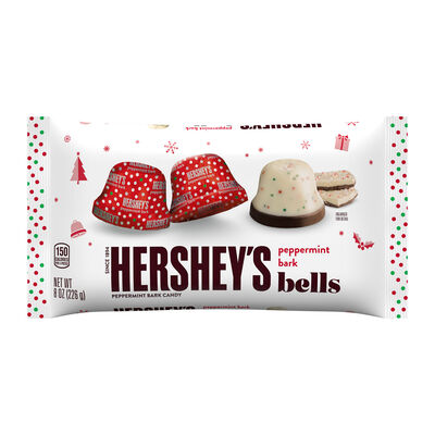 HERSHEY'S Peppermint Bark Bells, Christmas , Candy Bag, 8 oz