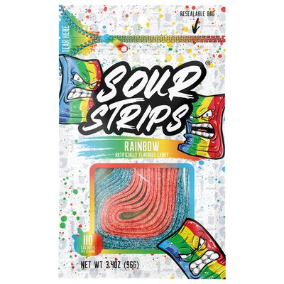 Sour Strips Rainbow Candy Peg Bag, 3.4oz