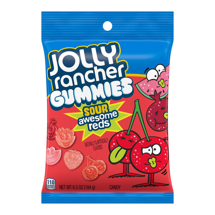Image of JOLLY RANCHER Gummies Sour Awesome Reds Assorted Fruit Flavored Candy  Bag, 6.5 oz Packaging