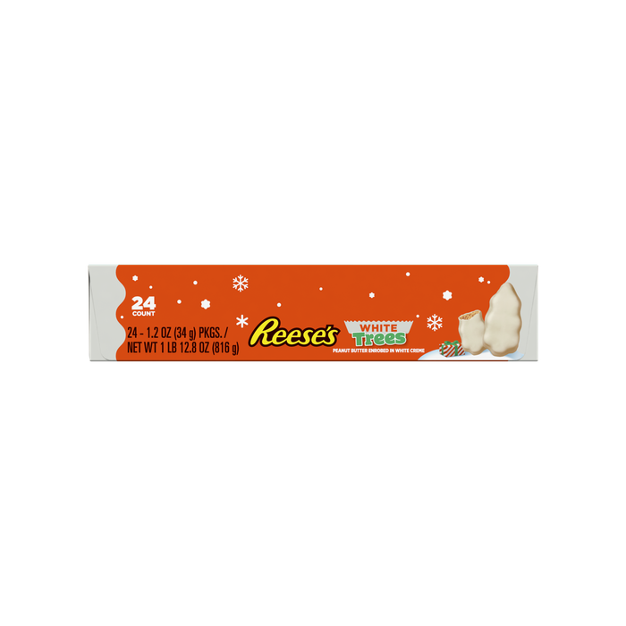 Image of REESE'S White Creme Peanut Butter Trees, Christmas Candy Packs, 1.2 oz (24 Count) Packaging