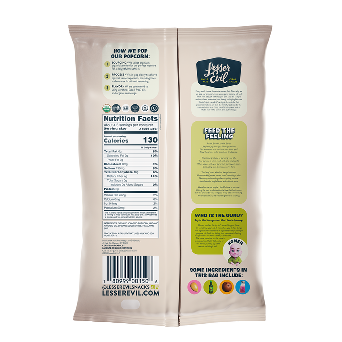 Image of LesserEvil Avocado-licious Popcorn 4.6oz Packaging