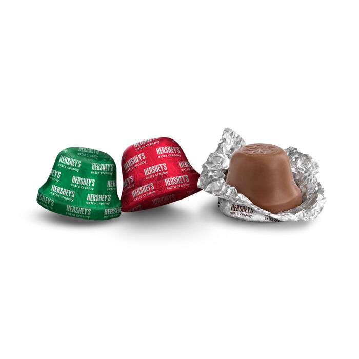 Image of HERSHEY'S Milk Chocolate Bells, Christmas , Candy Bag, 8 oz Packaging