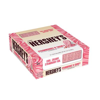 HERSHEY'S Strawberries 'N' Creme Ice Cream Flavored Standard Size Candy Bar, 1.38oz (24 Count)