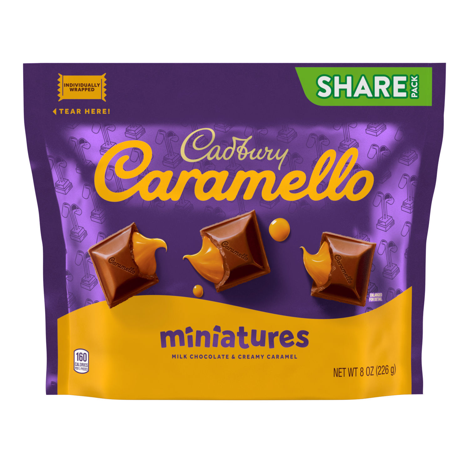 Cadbury Caramello Miniatures Milk Chocolate Caramel Candy Bag, 8 Oz