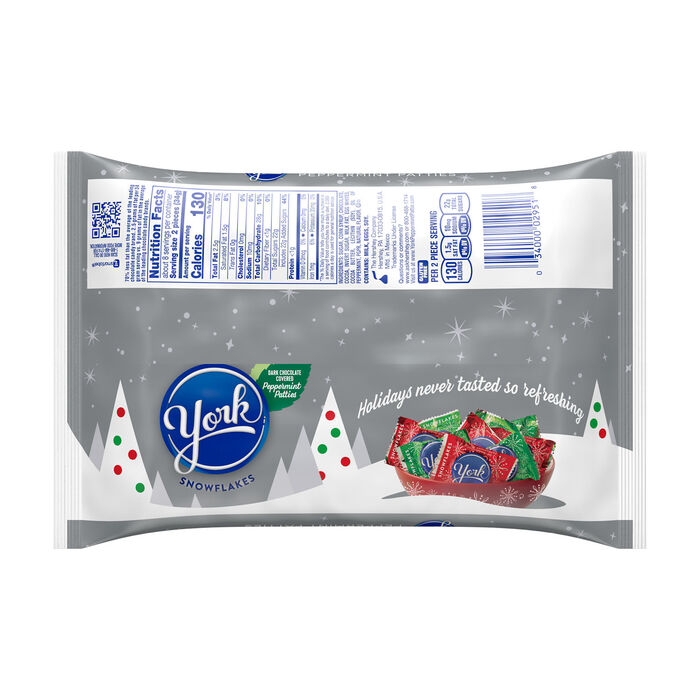 Image of YORK Dark Chocolate Snowflake Peppermint Patties, Christmas Candy Bag, 9.6 oz Packaging