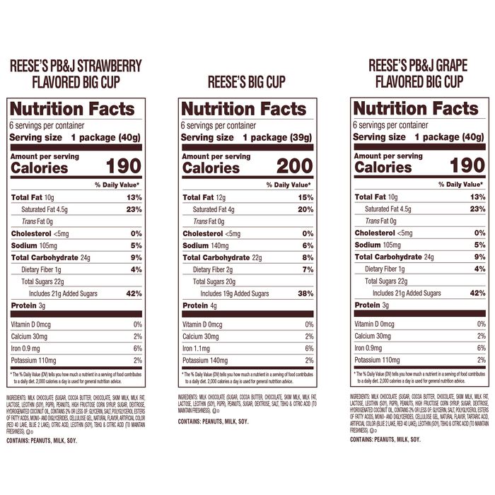 Image of REESE'S PB&J and REESE’S BIG CUP Peanut Butter Cups 18-Count Variety Pack Packaging
