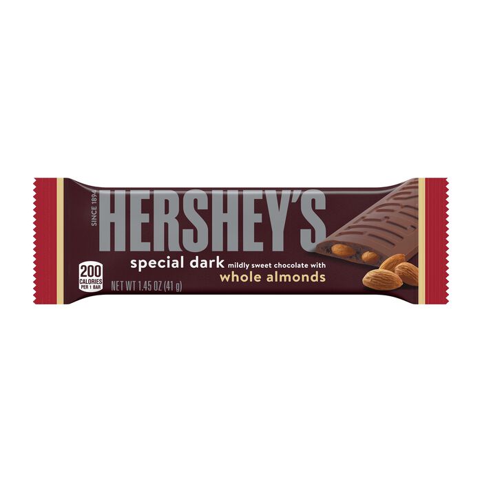 Image of HERSHEY'S Special Dark Chocolate with Whole Almonds Candy Bars, 1.45 oz (24 Count) Packaging