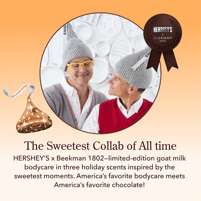 Image of Limited-Edition Beekman 1802 x HERSHEY'S KISSES Snickerdoodle Hand Cream 2 oz Packaging