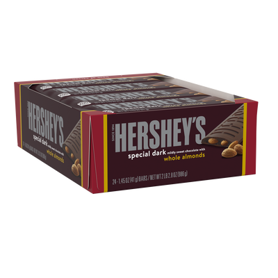 HERSHEY'S Special Dark Chocolate with Whole Almonds Candy Bars, 1.45 oz (24 Count)