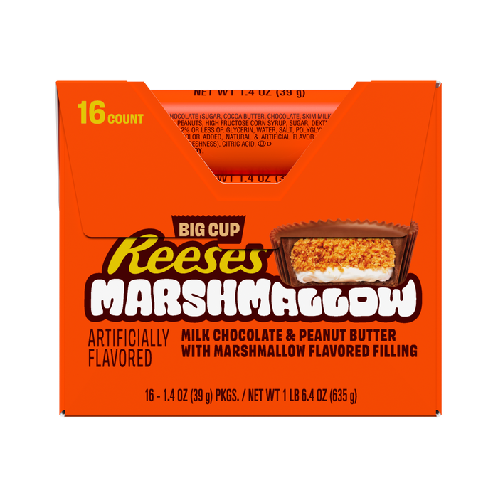 Image of REESE'S Big Cup Marshmallow Milk Chocolate Peanut Butter Cups, 1.4 oz (16 Count) Packaging