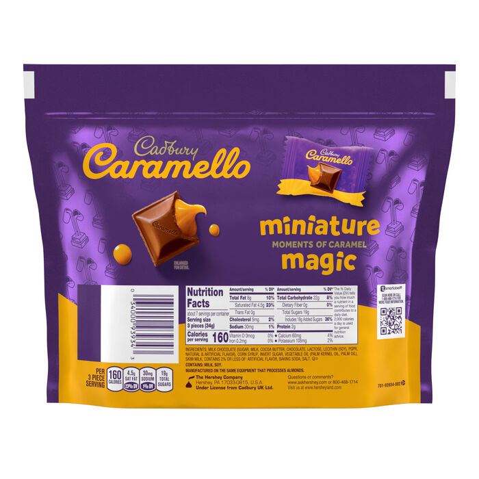 Image of CARAMELLO Milk Chocolate and Creamy Caramel Miniatures 8oz Candy Bag Packaging