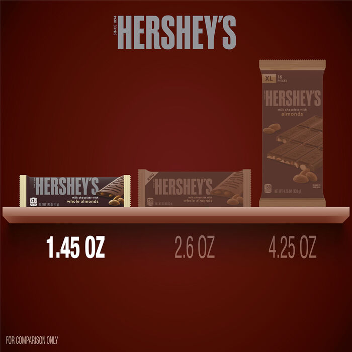 Image of HERSHEY'S Milk Chocolate with Whole Almonds Candy  Bars, 1.45 oz (6 Count) Packaging