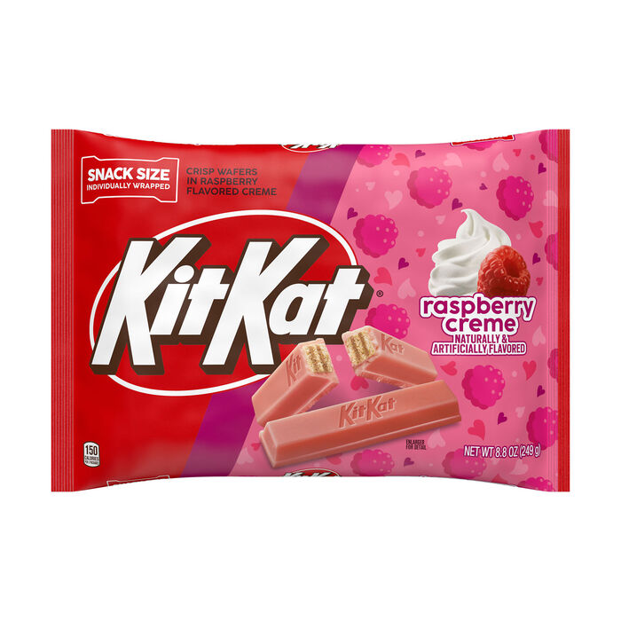 Image of KIT KAT® Raspberry Flavored Creme Snack Size Wafers, Valentine's Candy Bag, 8.8 oz Packaging