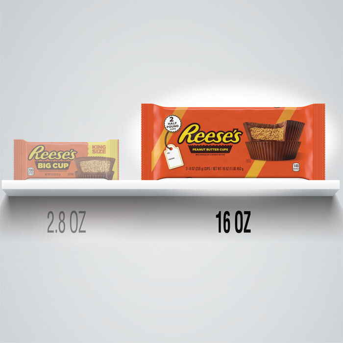 REESE'S Big Cup Milk Chocolate King Size Peanut Butter Cups, Candy Packs,  2.8 oz (16 Count)