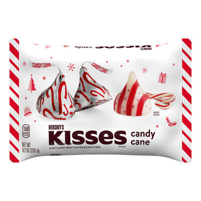HERSHEY'S KISSES Candy Cane Flavored, Christmas , Candy Bag, 8.2 oz