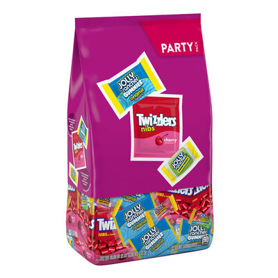 TWIZZLERS & JOLLY RANCHER FAVORITES with Cherry Nibs, Hard Candy and Gummies Party Bag 43.03 oz.