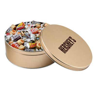 HERSHEY’S Assorted Miniatures Gold Gift Tin, 5 lbs