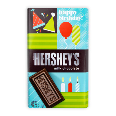 HERSHEY’S Milk Chocolate 7.56 oz Candy Bar with Happy Birthday Sleeve