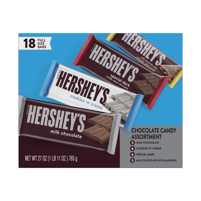 Image of HERSHEY'S Favorite Standard Size Variety Pack 18 Candy Bars Packaging