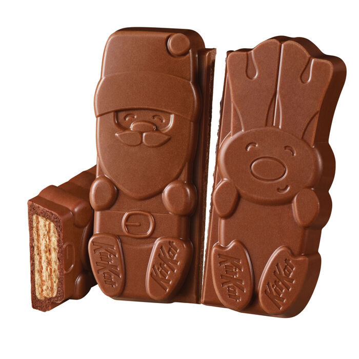 Image of KIT KAT&reg; Milk Chocolate Wafer Santa and Reindeer, Christmas , Candy Bar, 1.5 oz (24ct Box) Packaging