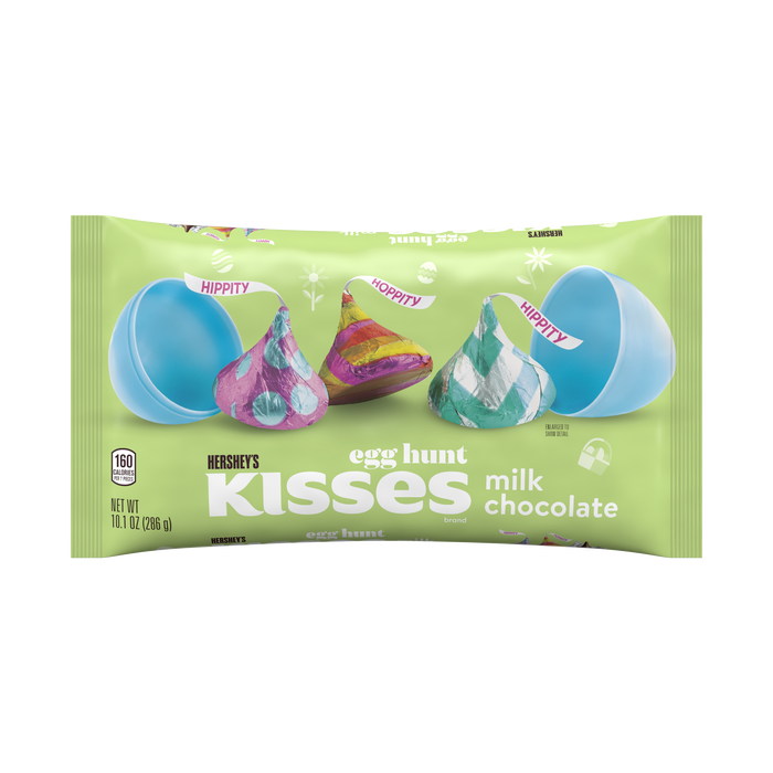 Image of Easter HERSHEY'S Milk Chocolate KISSES Egg Hunt Foils Bag 10.1 oz. Packaging