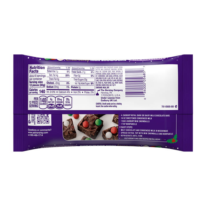 Image of CADBURY Mini Snowballs Milk Chocolate, Christmas , Candy Bag, 8.1 oz Packaging