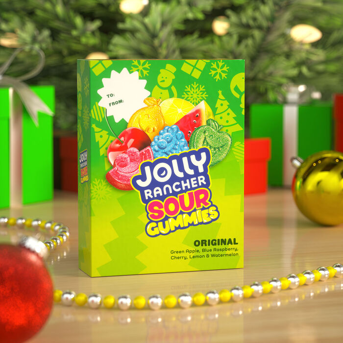 Image of JOLLY RANCHER Original Fruit Flavored Sour Gummies, Christmas Candy Gift Box, 6 oz Packaging
