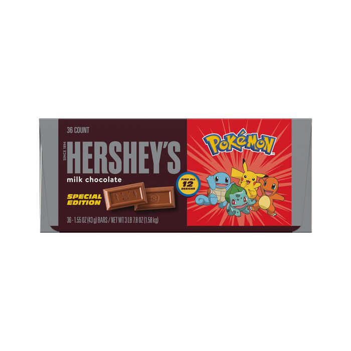 Image of HERSHEY'S Milk Chocolate Pokémon Candy Bars, 1.55 oz (36 Count) Packaging