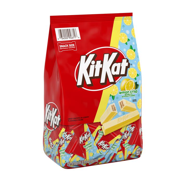 Image of KIT KAT&reg; Lemon Flavored Creme Wafer Snack Size, Party Size Candy Bag, 30.38 oz Packaging